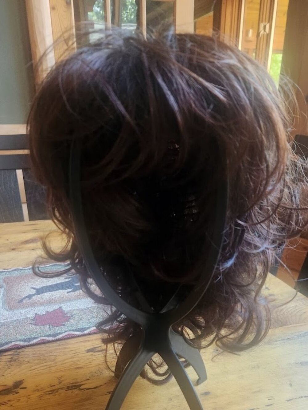 Premium Synthetic Wig - Dark Reddish Brown Wavy - Excellent Condition!